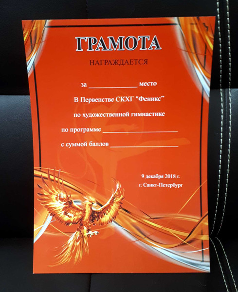 Грамота по художественной гимнастике